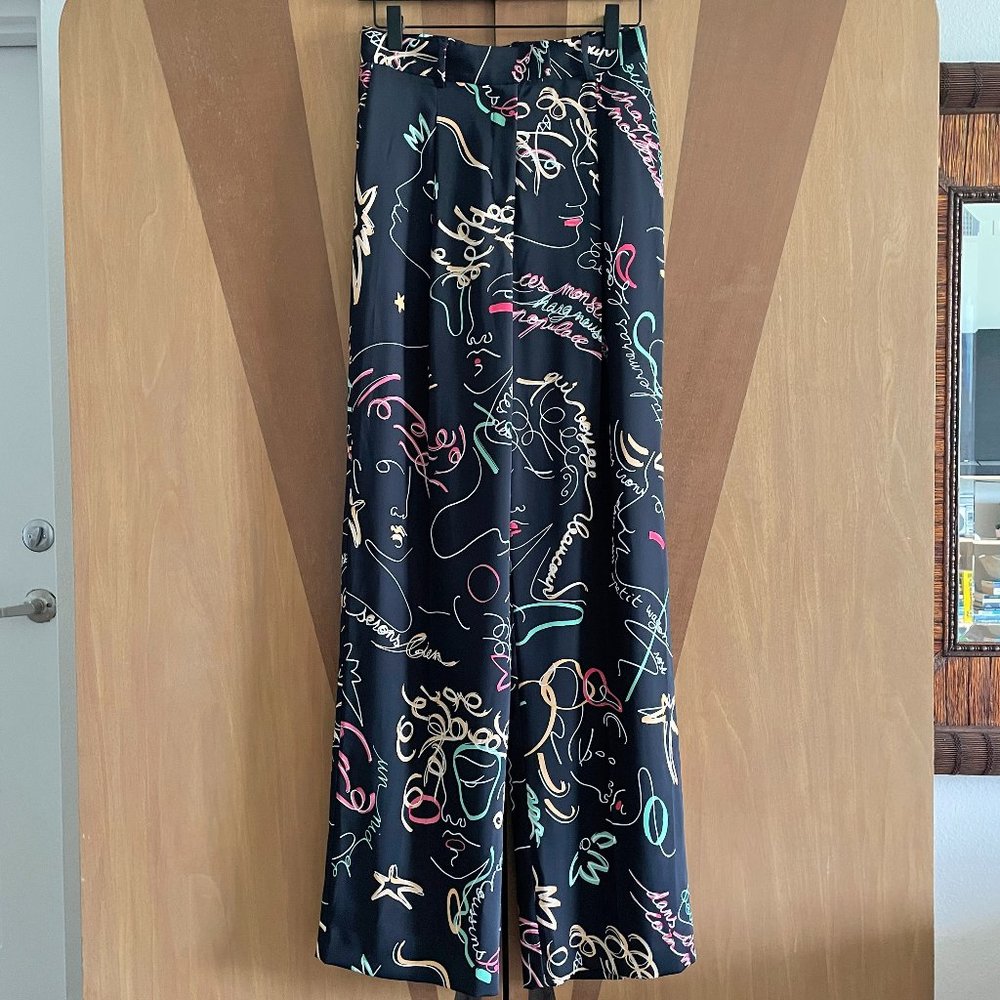 Aritzia | Babaton Sadiki Print Wide Leg Trouser Black | US 4